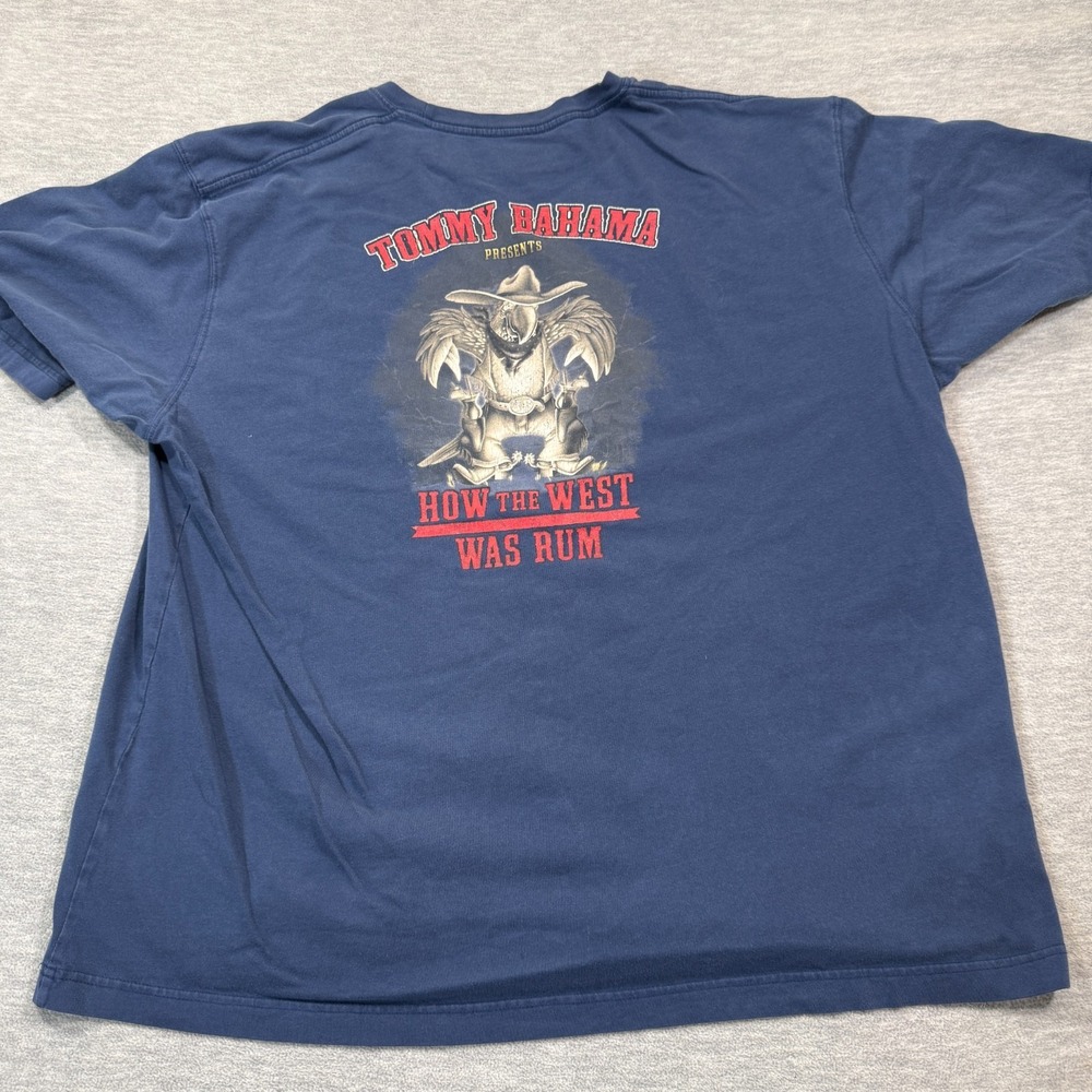 Tommy Bahama Shirt Men XXL Blue Graphic How‎ The West Was Rum Skeleton Cowboy